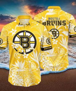 NHL Boston Bruins Hawaiian Shirt White Flower Pattern Summer Gift For Friend