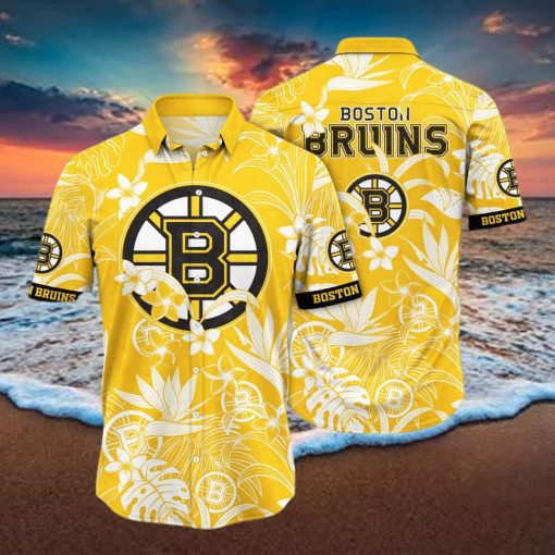 NHL Boston Bruins Hawaiian Shirt White Flower Pattern Summer Gift For Friend