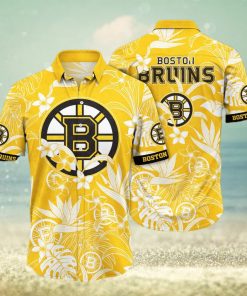 NHL Boston Bruins Hawaiian Shirt White Flower Pattern Summer Gift For Friend