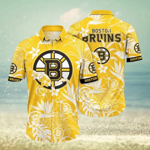 NHL Boston Bruins Hawaiian Shirt White Flower Pattern Summer Gift For Friend