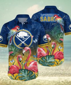 NHL Buffalo Sabres Hawaiian Shirt Pink Flamingo And Palm Leaves