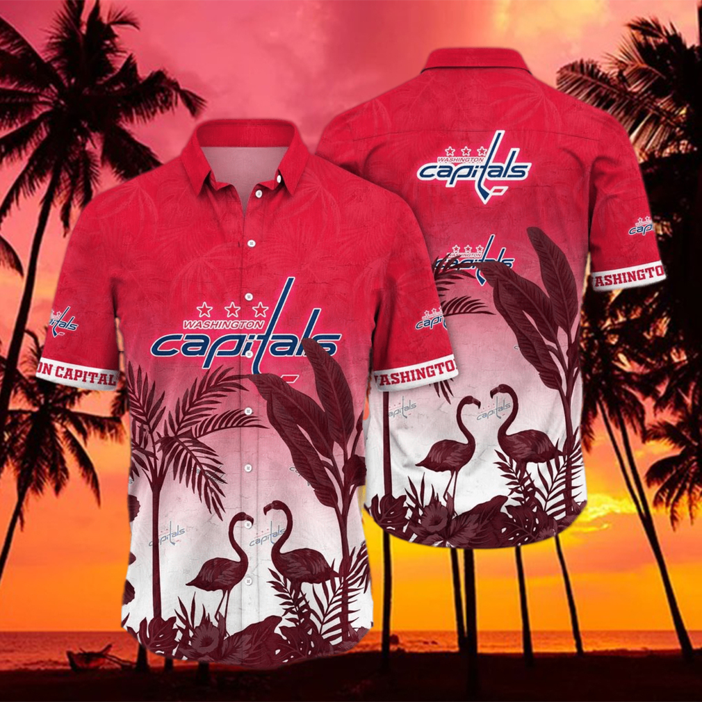 Washington Capitals hockey team red floral Hawaiian Shirt - Owl Fashion Shop