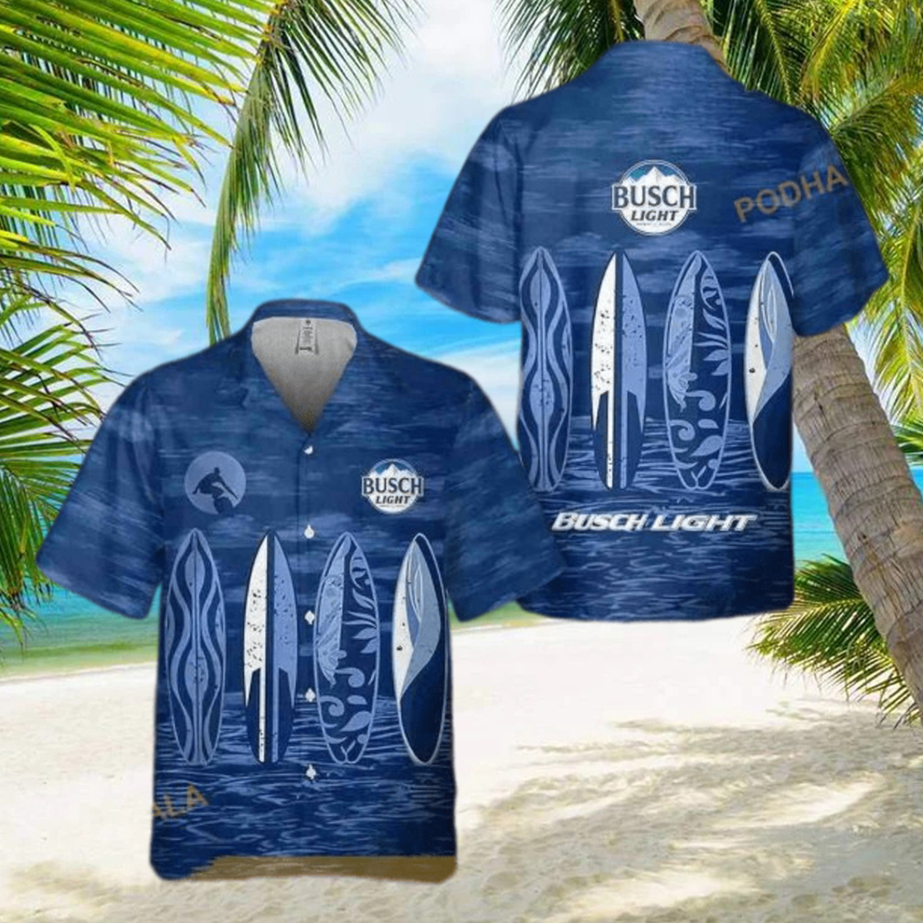 Navy Busch Light Funny Hawaiian Shirt Gift For Beer Drinkers