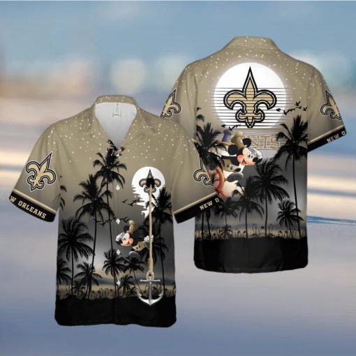 New Orleans Saints Mickey And Beach Night Hawaiian Shirt