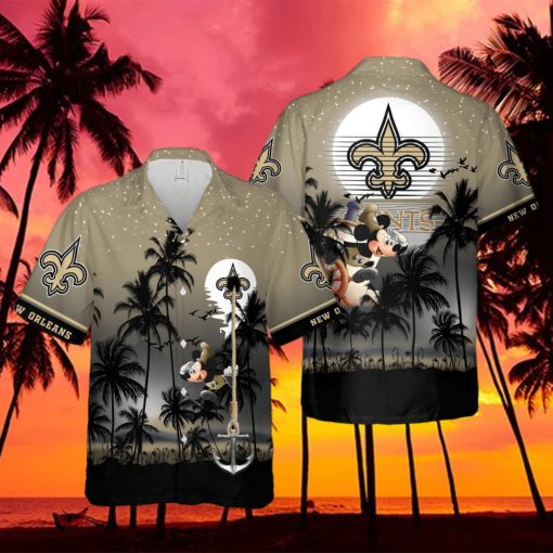 New Orleans Saints Mickey And Beach Night Hawaiian Shirt