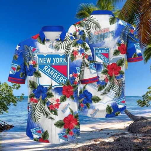 New York Rangers NHL Aloha Tropical Flower Hawaiian Shirt