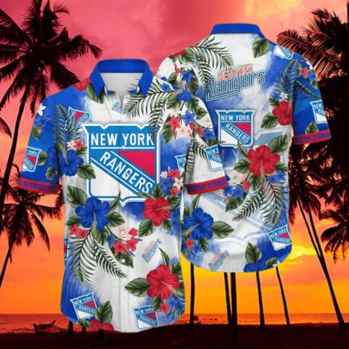 New York Rangers NHL Aloha Tropical Flower Hawaiian Shirt