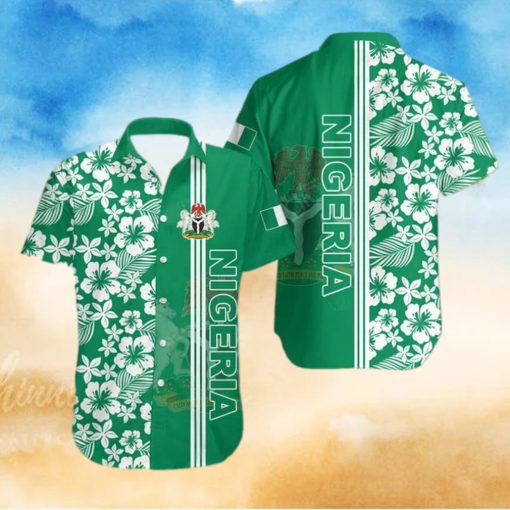 Nigeria Coat Of Arms Hibiscus Pattern Hawaiian Shirt