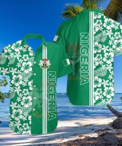 Nigeria Coat Of Arms Hibiscus Pattern Hawaiian Shirt