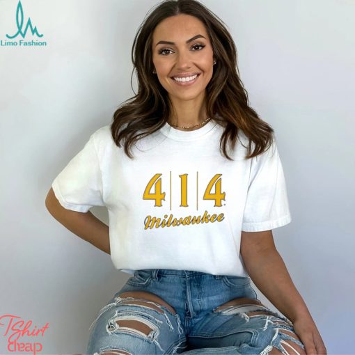 Official 414 Milwaukee Baseball Stitch Graphic T Shirt