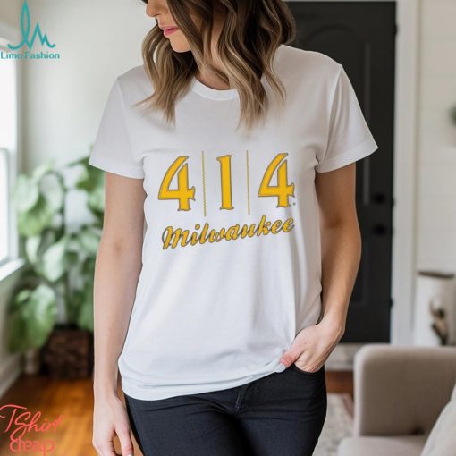 Official 414 Milwaukee Baseball Stitch Graphic T Shirt