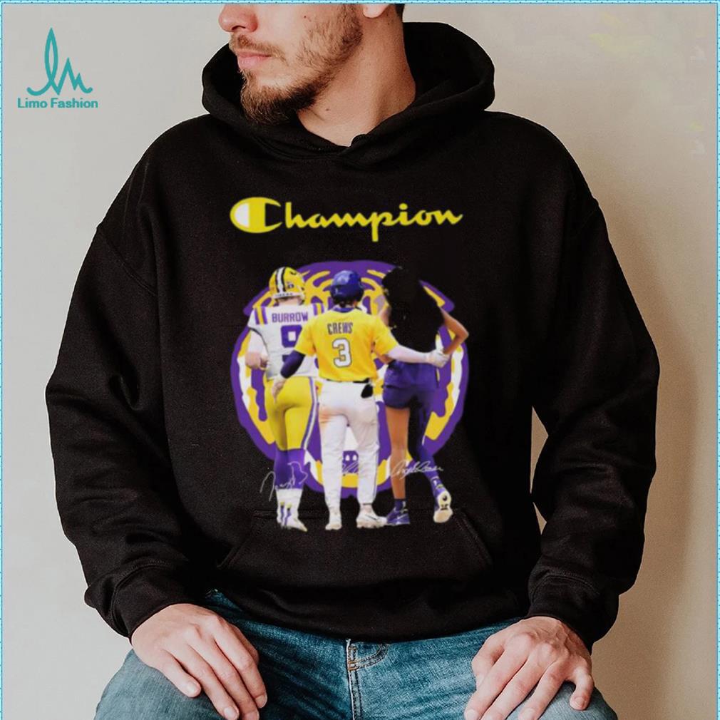 Official Champions Joe Burrow Dylan Crews and Angel Reese LSU Tigers  signatures shirt - Limotees