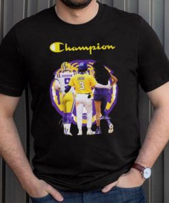 Official Champions Joe Burrow Dylan Crews and Angel Reese LSU Tigers signatures shirt