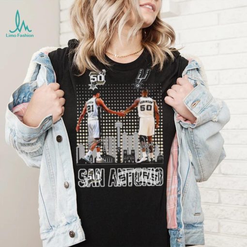 Official Tim Duncan and David Robinson San Antonio Spurs Skyline signatures shirt
