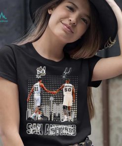 Official Tim Duncan and David Robinson San Antonio Spurs Skyline signatures shirt