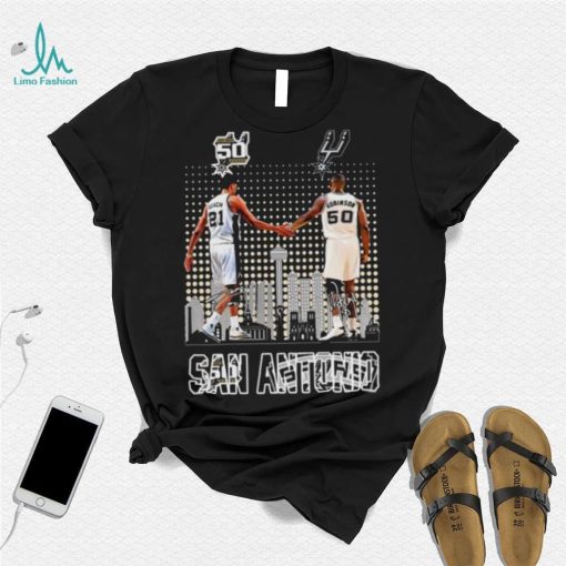 Official Tim Duncan and David Robinson San Antonio Spurs Skyline signatures shirt