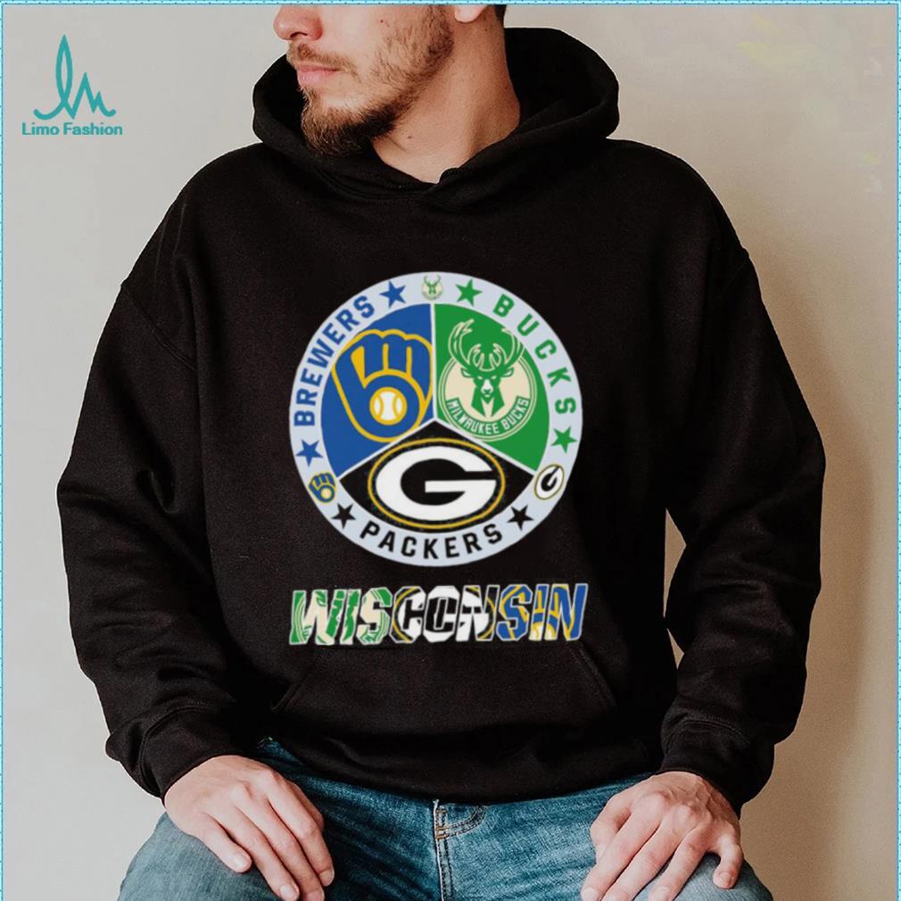 Product wisconsin Green Bay Packers brewers milwaukee bucks shirt, hoodie,  sweater, long sleeve and tank top