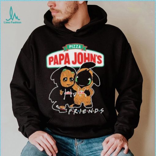 Official baby Groot And Baby Toothless Dragon Friends Pizza Papa John’s T Shirt