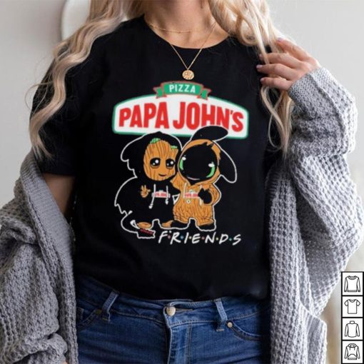 Official baby Groot And Baby Toothless Dragon Friends Pizza Papa John’s T Shirt