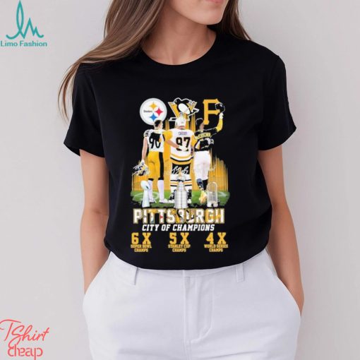 Official pittsburgh City Of Champions Steelers Penguins Pirates Shirt