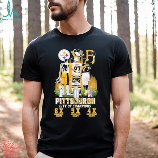 Official pittsburgh City Of Champions Steelers Penguins Pirates Shirt