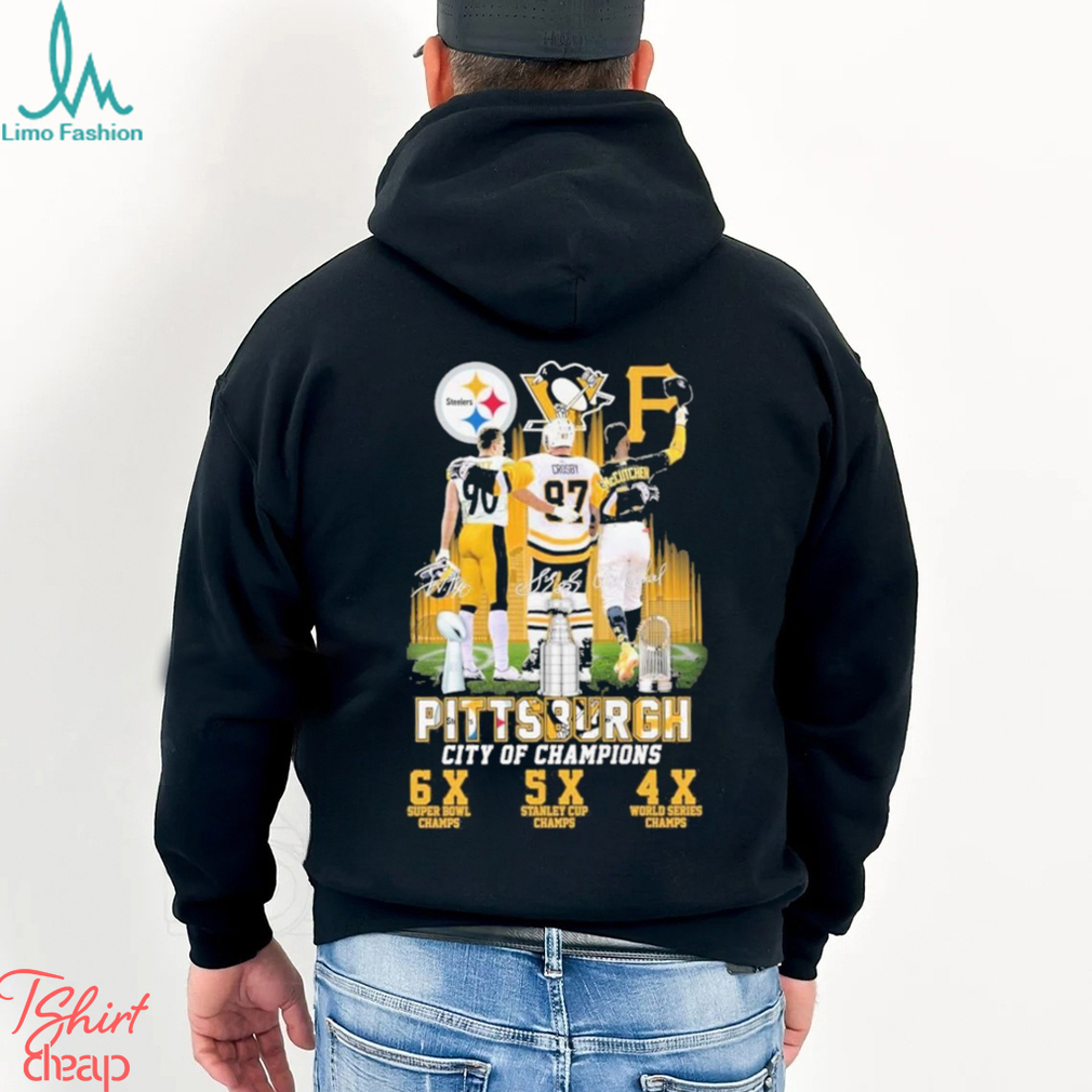 Official pittsburgh City Of Champions Steelers Penguins Pirates Shirt -  Limotees