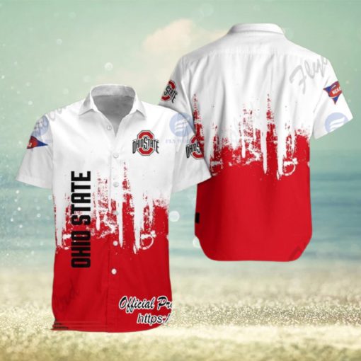 Ohio State Buckeyes white Red Hawaiian Shirt