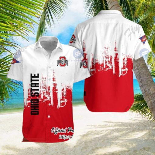 Ohio State Buckeyes white Red Hawaiian Shirt