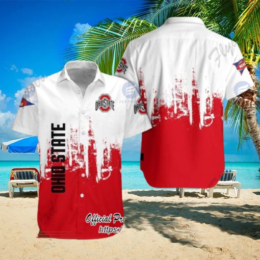 Ohio State Buckeyes white Red Hawaiian Shirt