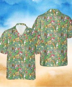 Orange Bird Tiki Friends Disney World Inspired Men s Button Down Short Sleeved hawaiian Shirt