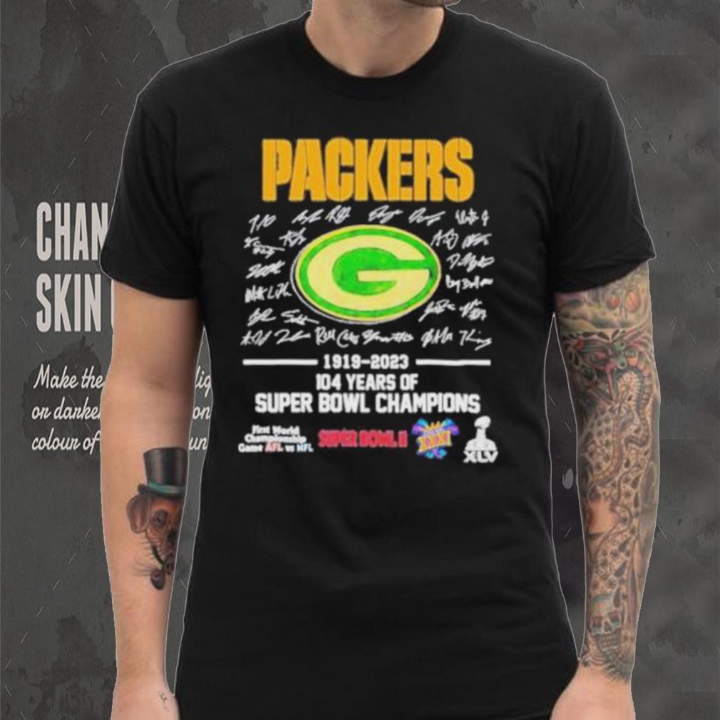 Original Green Bay Packers 1919 2023 104 Years Of Super Bowl Champions  Signatures Shirt - Limotees