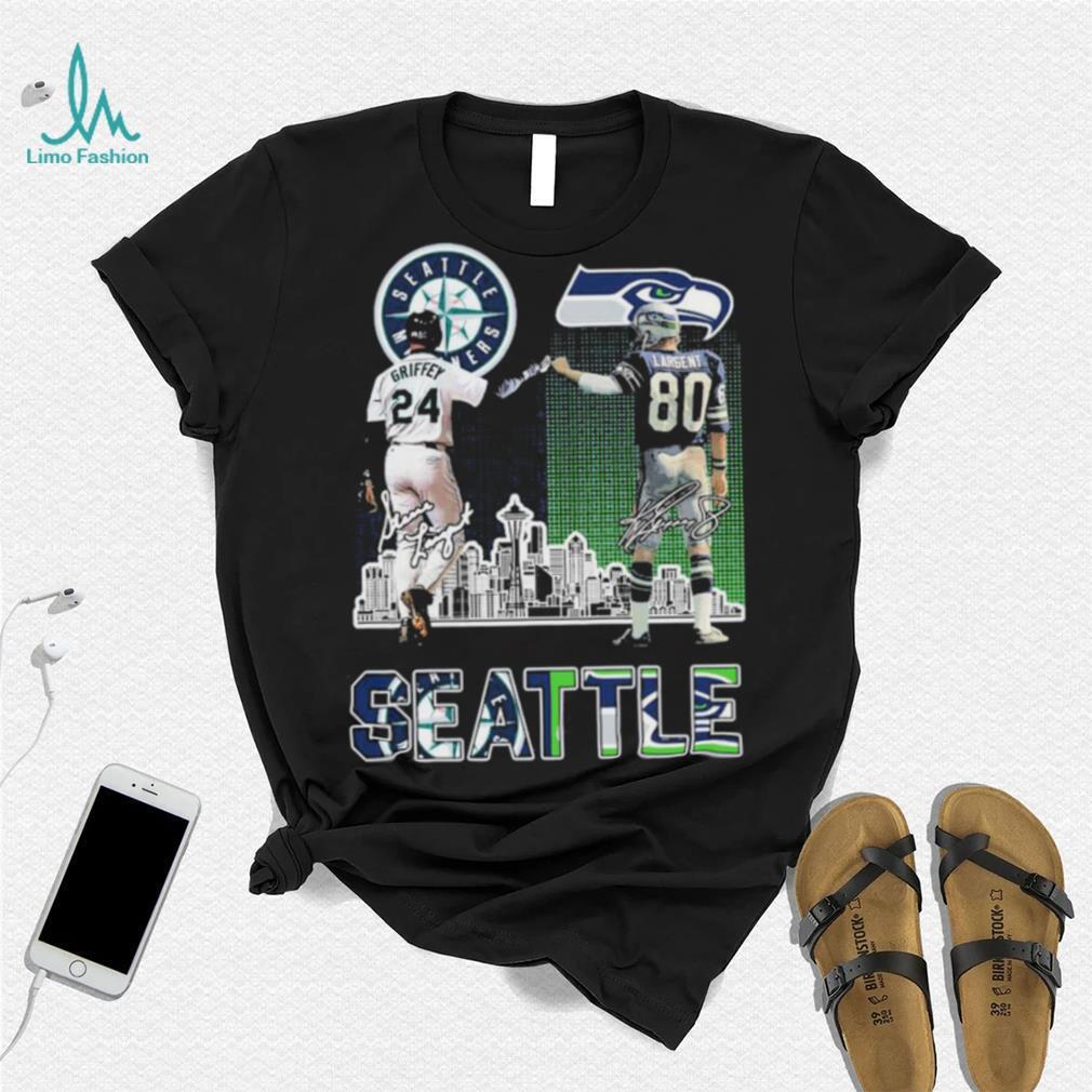 Official seattle Seahawks and Seattle mariners signature T-shirts