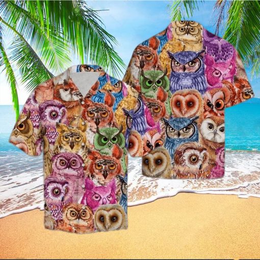 Owl Color Hawaiian Shirt