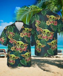 Palm Leaves Baby Yoda Star Wars Funny Hawaiian Shirts Beach Gift For Dad