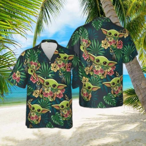 Palm Leaves Baby Yoda Star Wars Funny Hawaiian Shirts Beach Gift For Dad