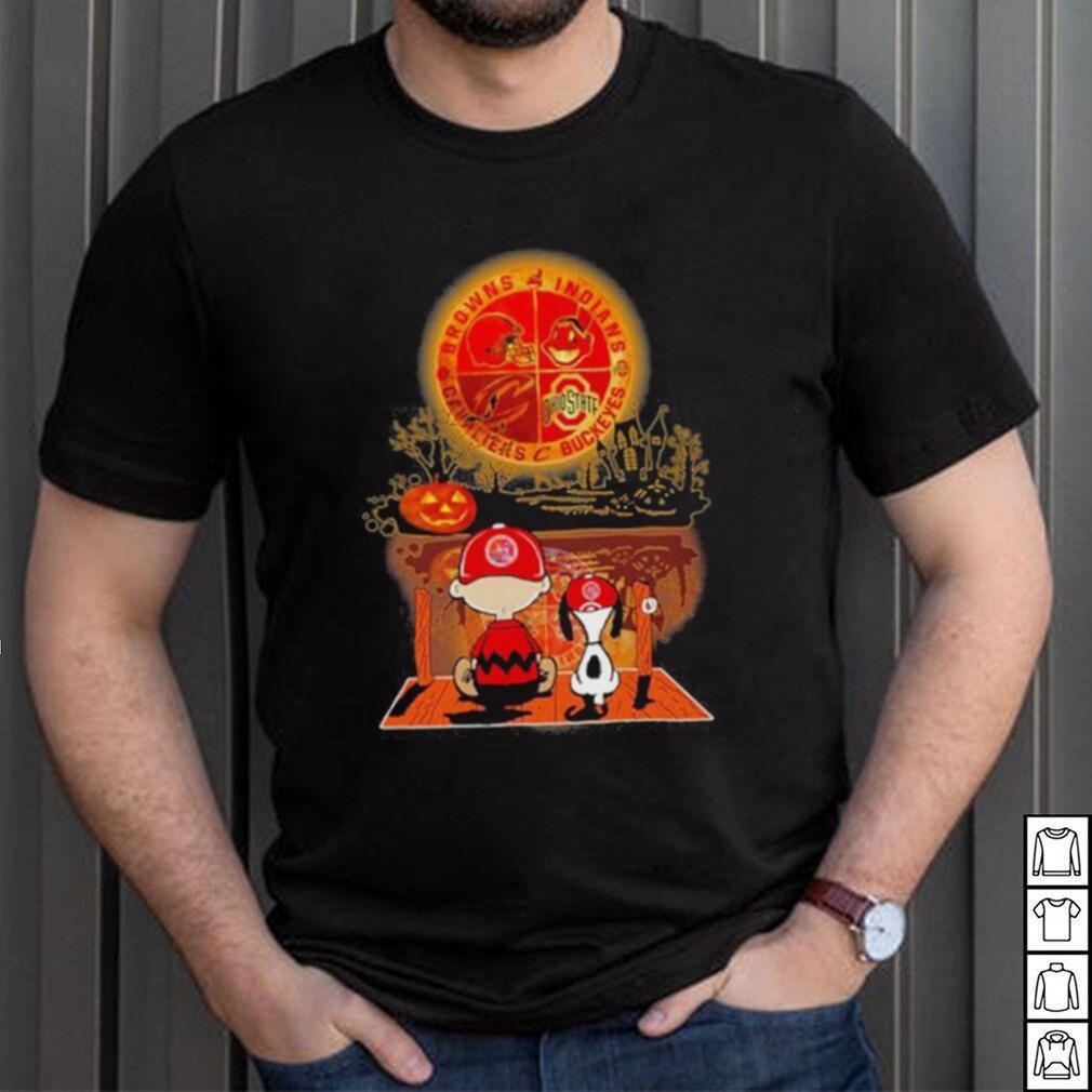 Peanuts Snoopy Halloween Cleveland Browns Indians Cavaliers And Buckeyes  Shirt - Wow Tshirt Store Online