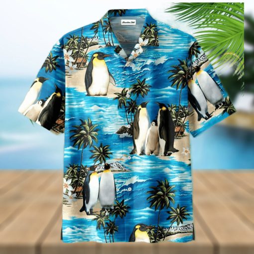 Penguin Family On Beach Unisex Hawaiian Shirts