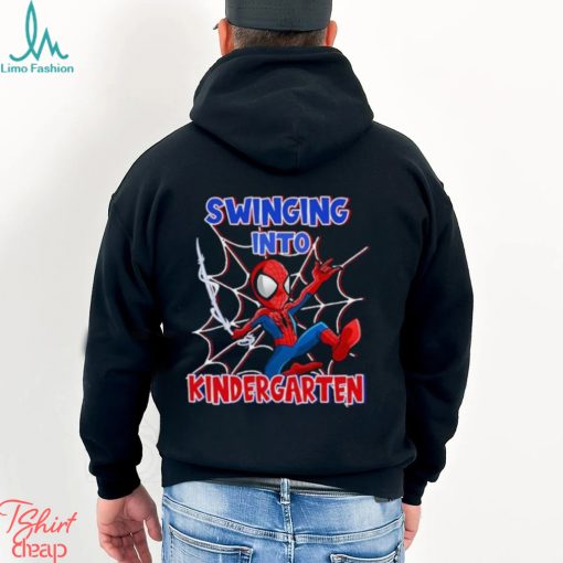Personalized Spiderman T Shirt For Kids Swinging Into Kindergarten 1St Grade 2Nd Grade Back To School Shirts Ideas 2023 Spiderman T Shirt Mens Womens
