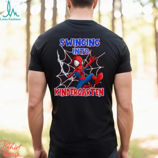 Personalized Spiderman T Shirt For Kids Swinging Into Kindergarten 1St Grade 2Nd Grade Back To School Shirts Ideas 2023 Spiderman T Shirt Mens Womens
