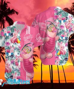 Piglet Pink Floral Hawaii Beach Hawaiian Shirt