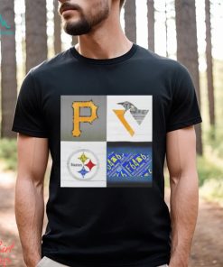 Pittsburgh Sports Team Logo Art Plus Pennsylvania Map Pirates Penguins  Steelers Long Sleeve T-Shirt