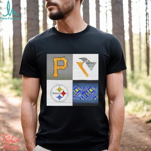 Pittsburgh Sports Team Logo Art Plus Pennsylvania Map Pirates Penguins Steelers shirt