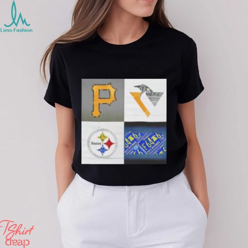 Pittsburgh Sports Team Logo Art Plus Pennsylvania Map Pirates Penguins Steelers shirt