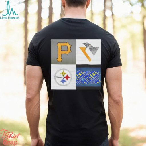 Pittsburgh Sports Team Logo Art Plus Pennsylvania Map Pirates Penguins Steelers shirt