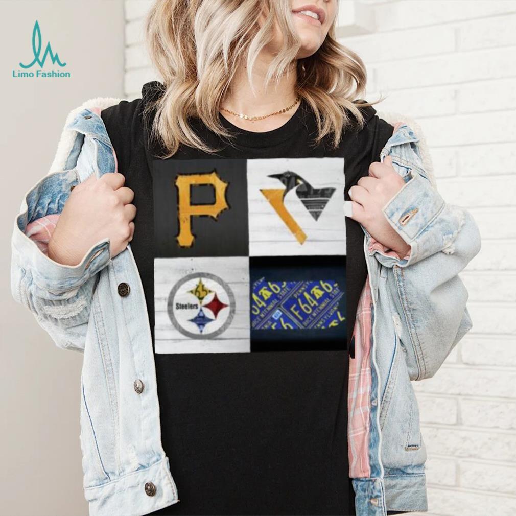 Pittsburgh Sports Team Logo Art Plus Pennsylvania Map Pirates Penguins  Steelers T-Shirt