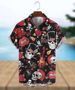 Punk Skull Print Polyester Hawaiian Shirt