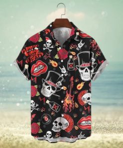 Punk Skull Print Polyester Hawaiian Shirt