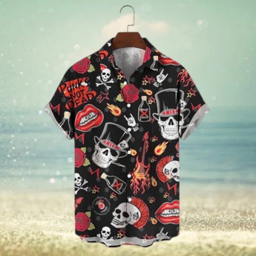 Punk Skull Print Polyester Hawaiian Shirt