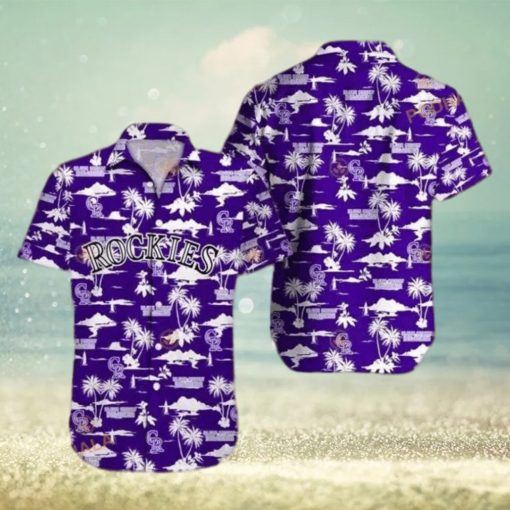 Purple Aloha MLB Colorado Rockies Funny Hawaiian Shirt Palm Islands Summer Lover Gift