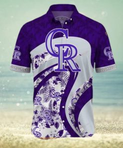 Purple MLB Colorado Rockies Funny Hawaiian Shirt Tropical Flowers Summer Beach Gift